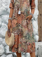 Midi Dress Women Vibrant Pattern Flowy Silhouette Womenswear