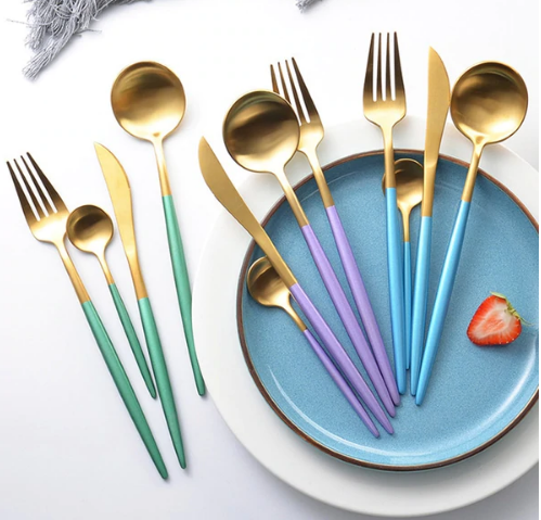 Marlow | Cutlery Set 24-Piece | Gold & Silver Stainless Steel | Luxury Dining