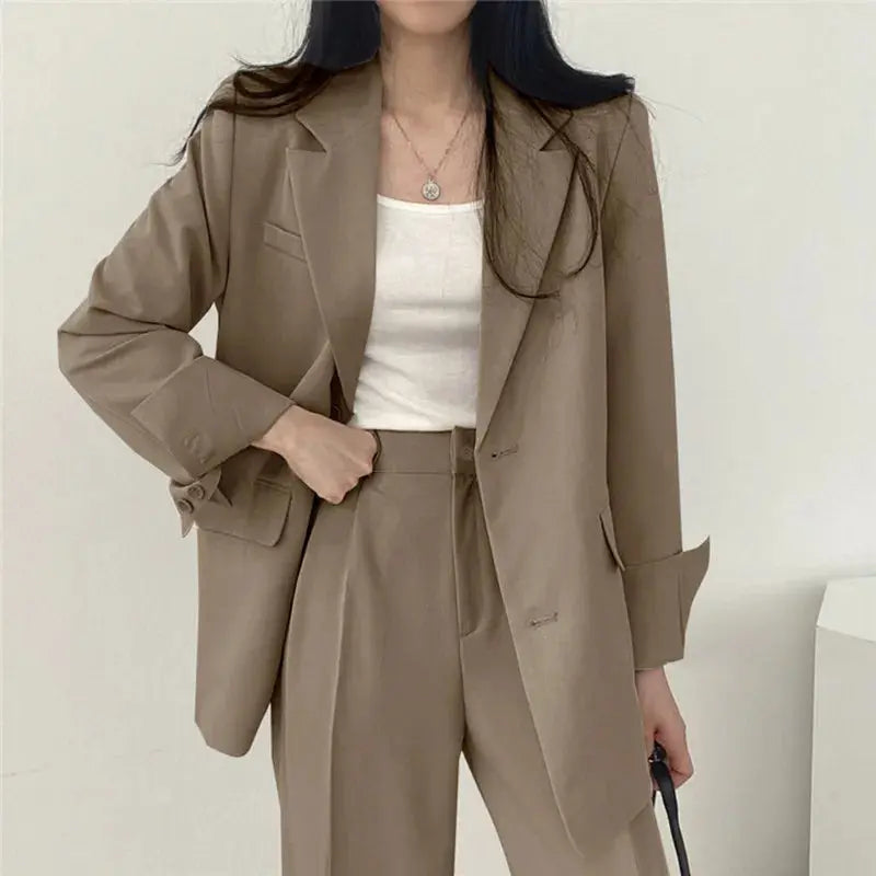 Ondine | Women's Blazer & Straight-Leg Trouser Set | Solid Color