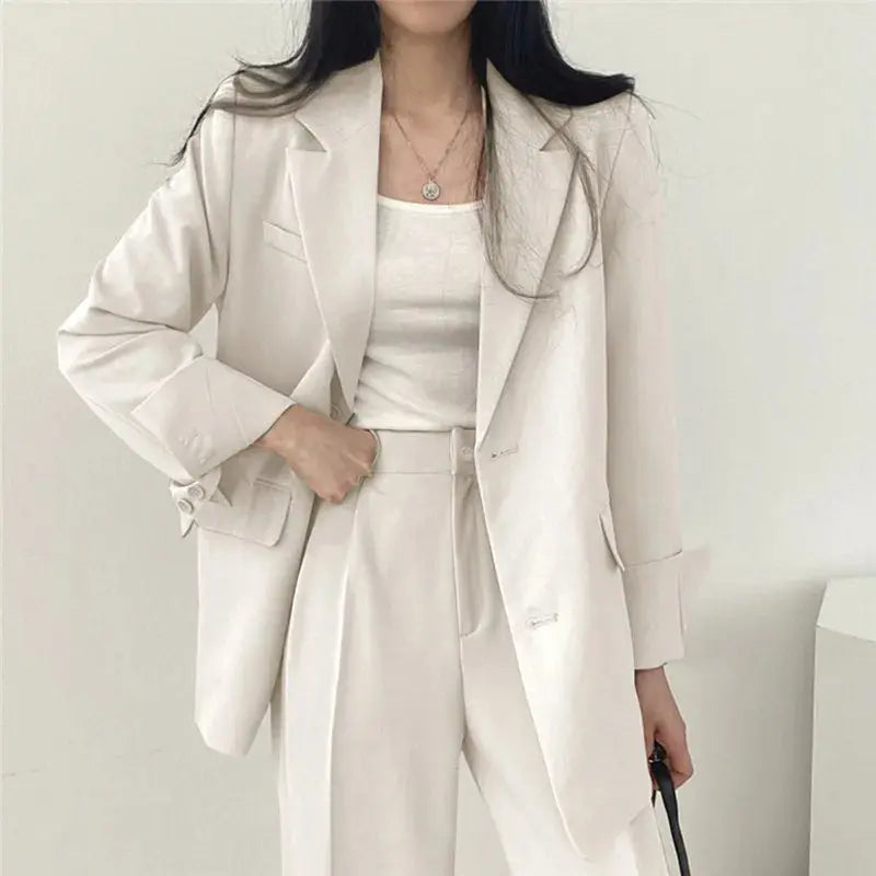 Ondine | Women's Blazer & Straight-Leg Trouser Set | Solid Color