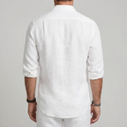 Men Linen Shirt Lightweight Breathable Casual Button Down Collar