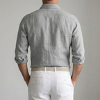 Men Linen Shirt Lightweight Breathable Casual Button Down Collar