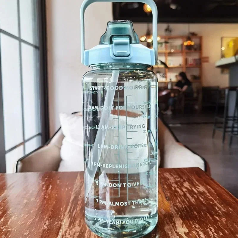 Valentina | Water Bottle 2L | Sport & Fitness, Straw, Time Marker | BPA-Free
