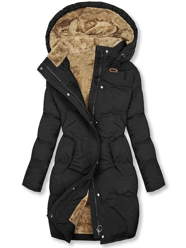 Wren | Women's Winter Coat | Warm Lining, Belted | Green, Black, Yellow