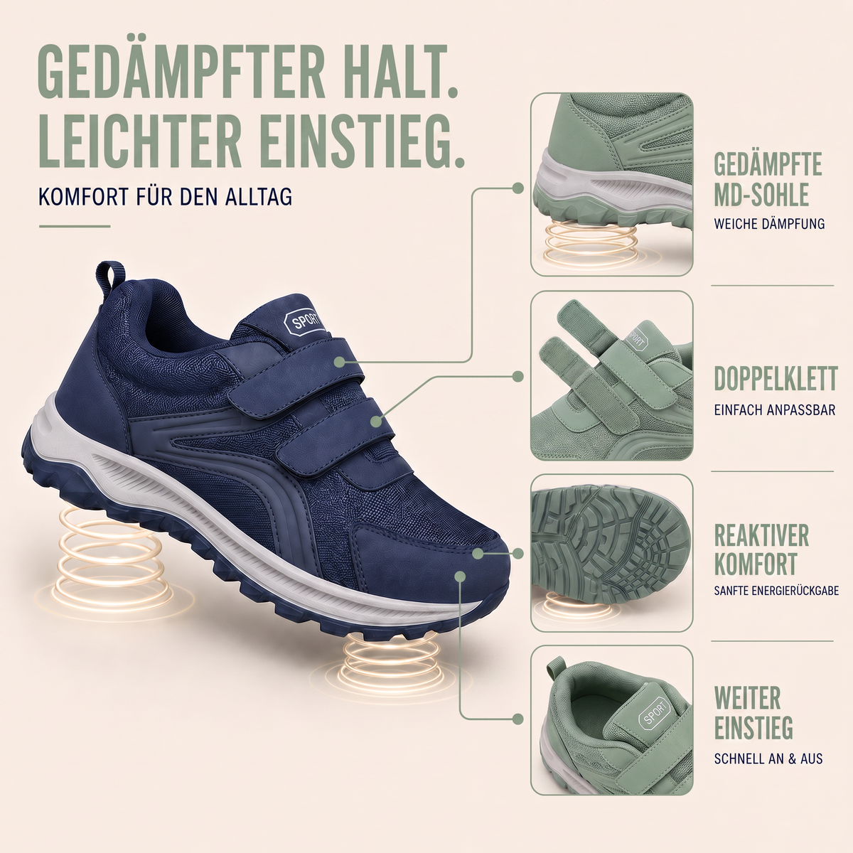 Orthopedic Shoes Men Wide Fit Breathable Velcro Walking Shoes