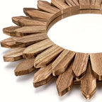 Edith | Bohemian Wall Mirror | Sunflower Wood Decor, Round Boho Mirror