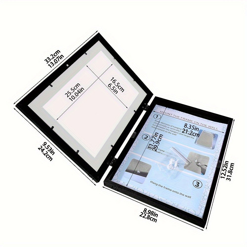 Ondine | Photo Frame A4 | Magnetic Flip, Vertical | Black, White, Wood