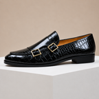 Clea | Men's Leather Loafers | Double Monk Strap, Almond Toe