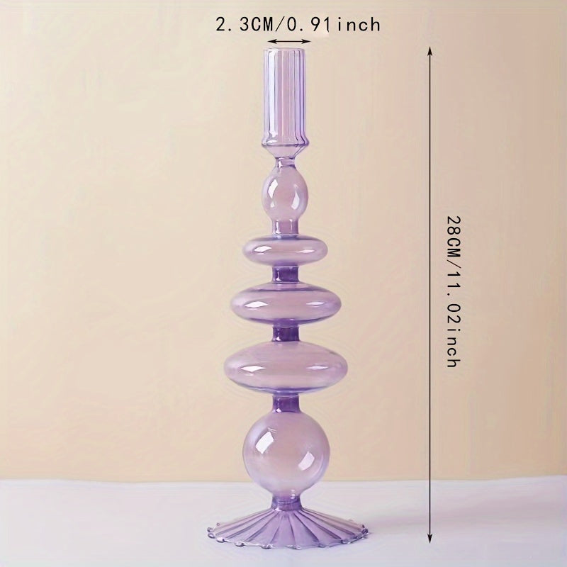 Indra | Glass Candlestick Set | Minimalist Table Decor | Lacquered, Romantic