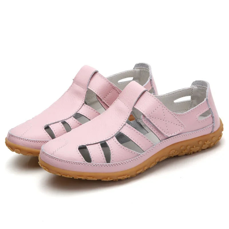 Orthopedic Sandals Women Soft Leather Gladiator Cut Out Flexible Sole