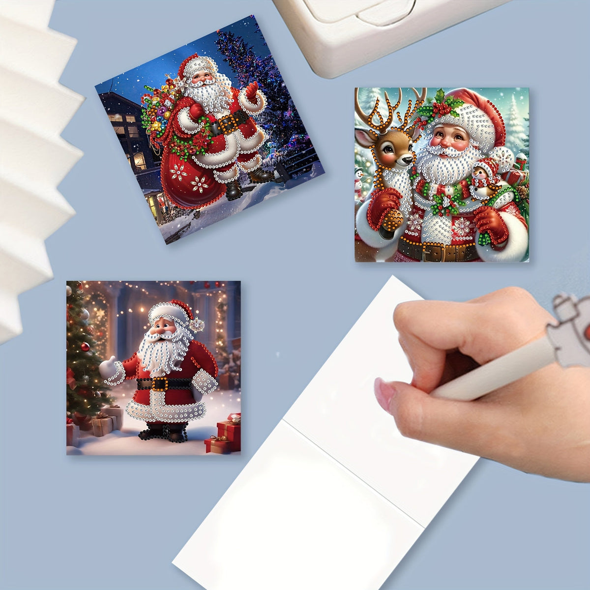 Diamond Painting Christmas Cards 12 Pieces Santa Claus Greeting Kit