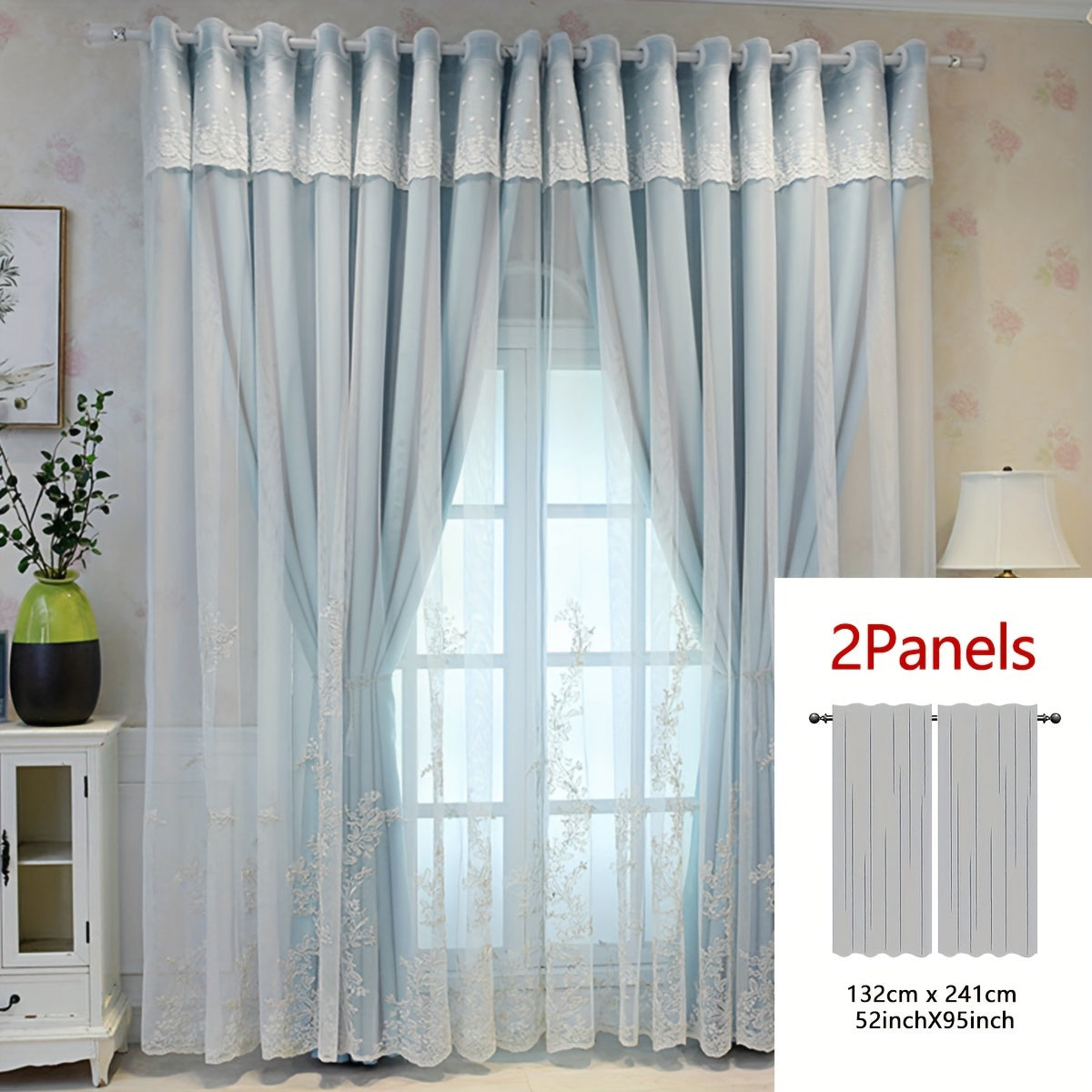 Saoirse | Embroidered Curtain Panels | Elf & Fairy Design, Light-Filtering | Set of 2 with Rings