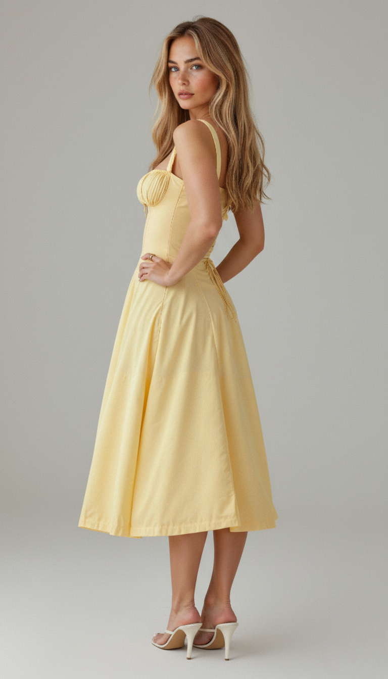 Vera | Women's Floral Midi Dress | Corset, Side Slit