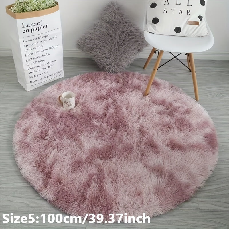 Delphine | Round Plush Rug | Tie-Dye, Soft & Non-Slip | Living Room, Bedroom