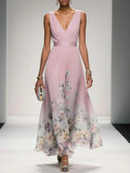 Cora | Women's Floral Print Dress | Wedding Guest, A-Line | V-Neck