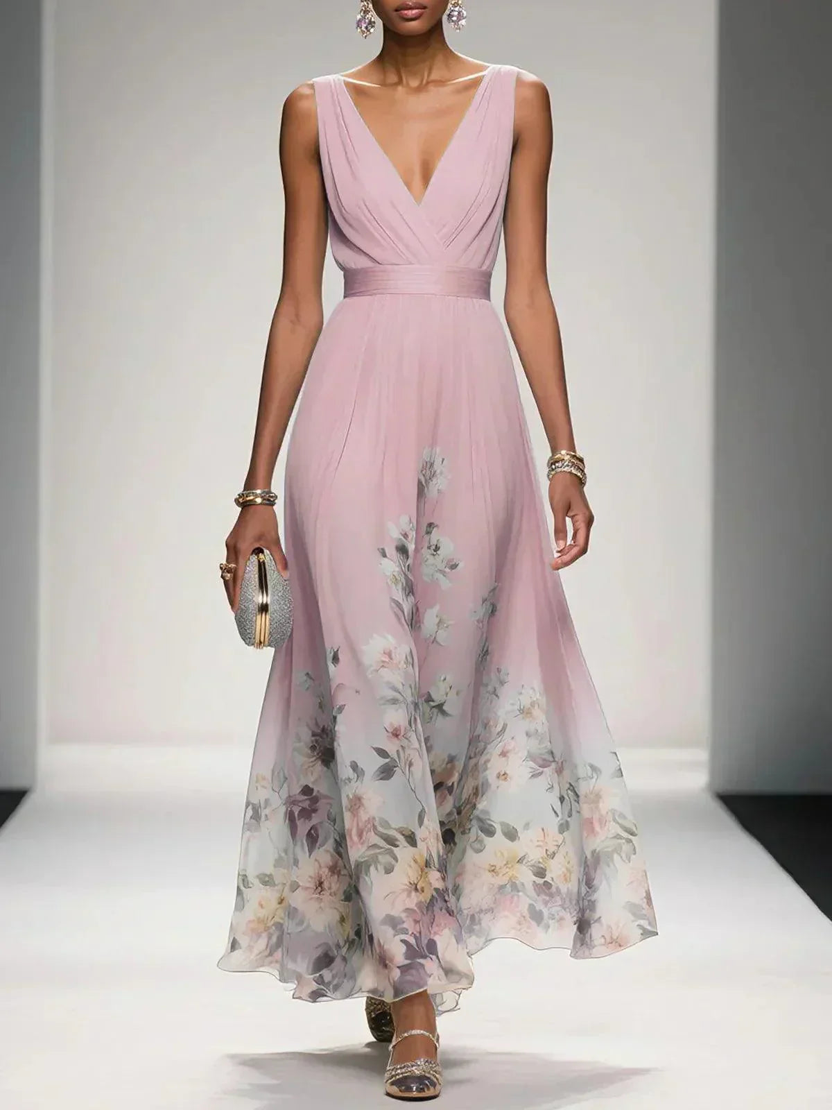 Cora | Women's Floral Print Dress | Wedding Guest, A-Line | V-Neck