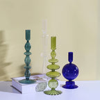 Indra | Glass Candlestick Set | Minimalist Table Decor | Lacquered, Romantic