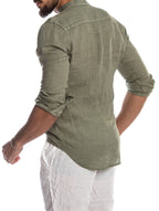 Elsa | Men's Button-Up Shirt | Green, Classic Collar | Casual Summer