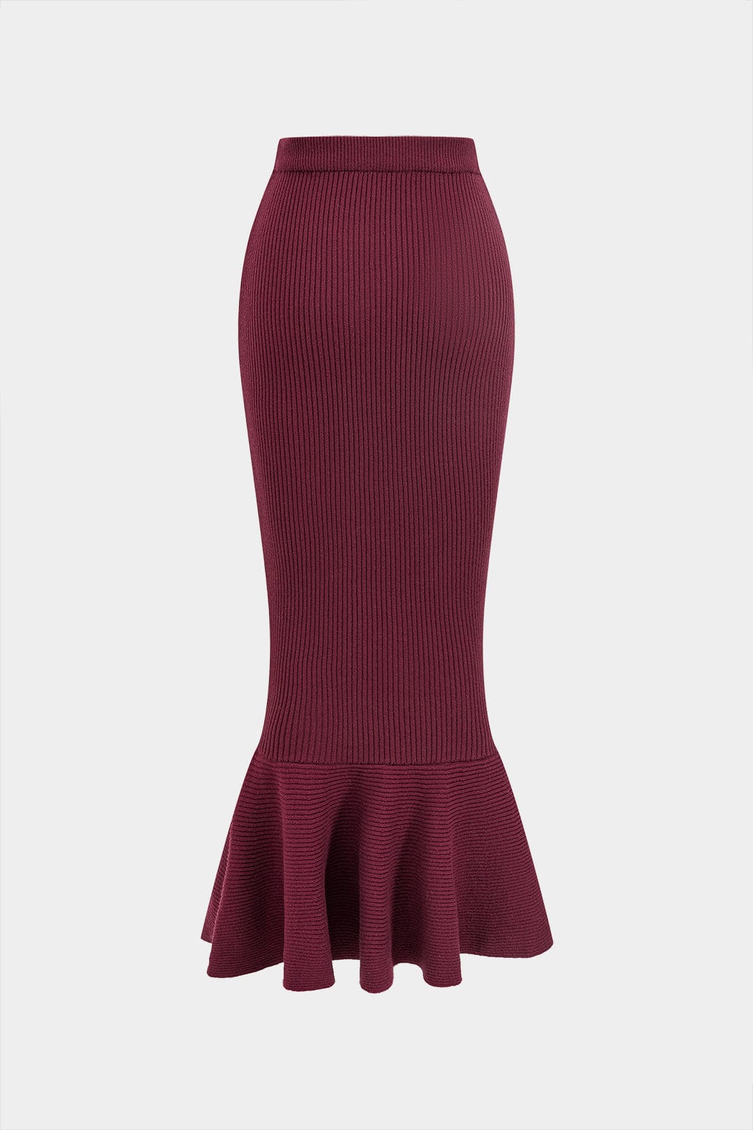 Women 2 Piece Knit Set Midi Skirt Ruffle Hem