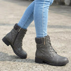 Zinnia | Women's Ankle Boots | Leather, Side Zipper, Block Heel