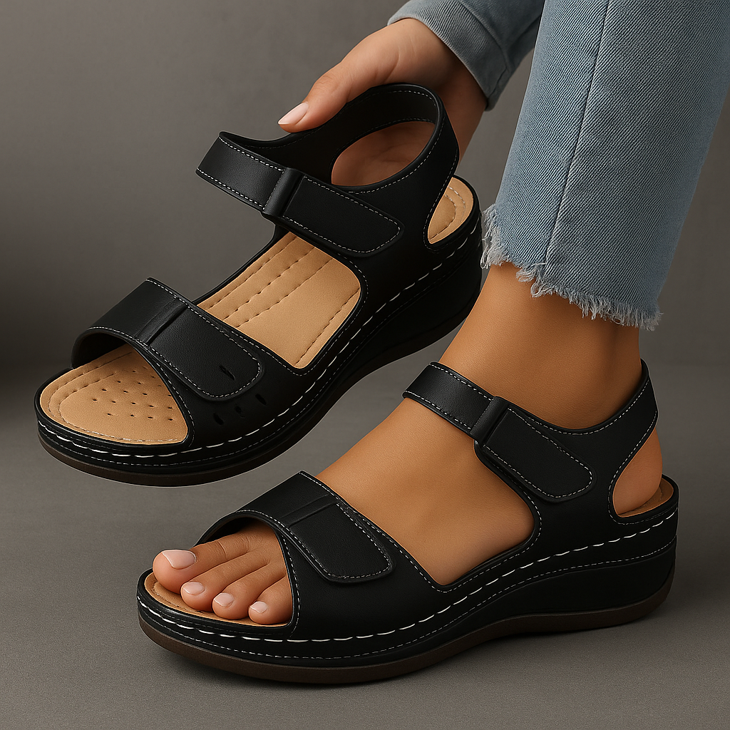 Linnea | Wedge Sandals | Orthopedic, Adjustable Strap, Contoured Footbed