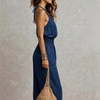 Women Backless Jumpsuit Retro Sleek One Piece | Reva