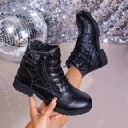 Zinnia | Women's Ankle Boots | Leather, Side Zipper, Block Heel