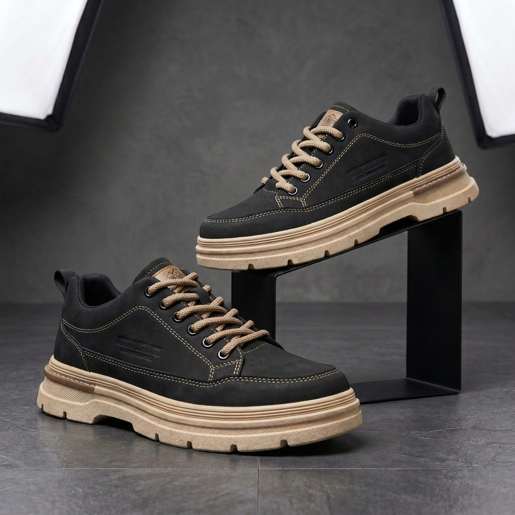 Orthopedic Shoes Men | Leather Sneakers Cushioned Lugged Sole
