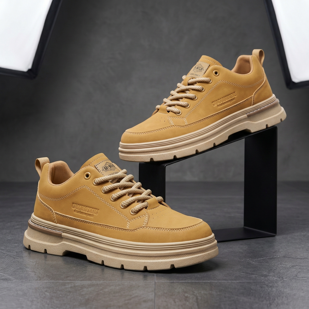 Orthopedic Shoes Men | Leather Sneakers Cushioned Lugged Sole