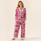 Christmas Pajamas Women Satin 2 Piece Long Sleeve Set Full Length