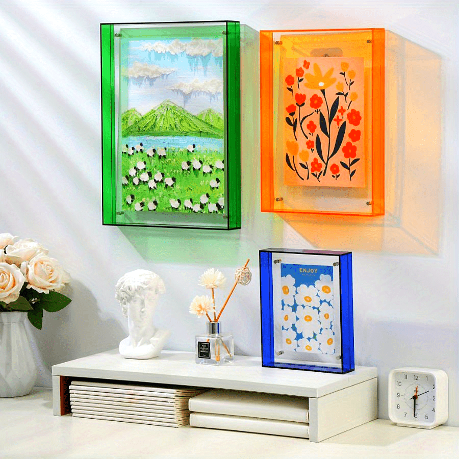 Yara | Acrylic Photo Frame | Transparent, Double-Sided, Art Deco | Wall & Table