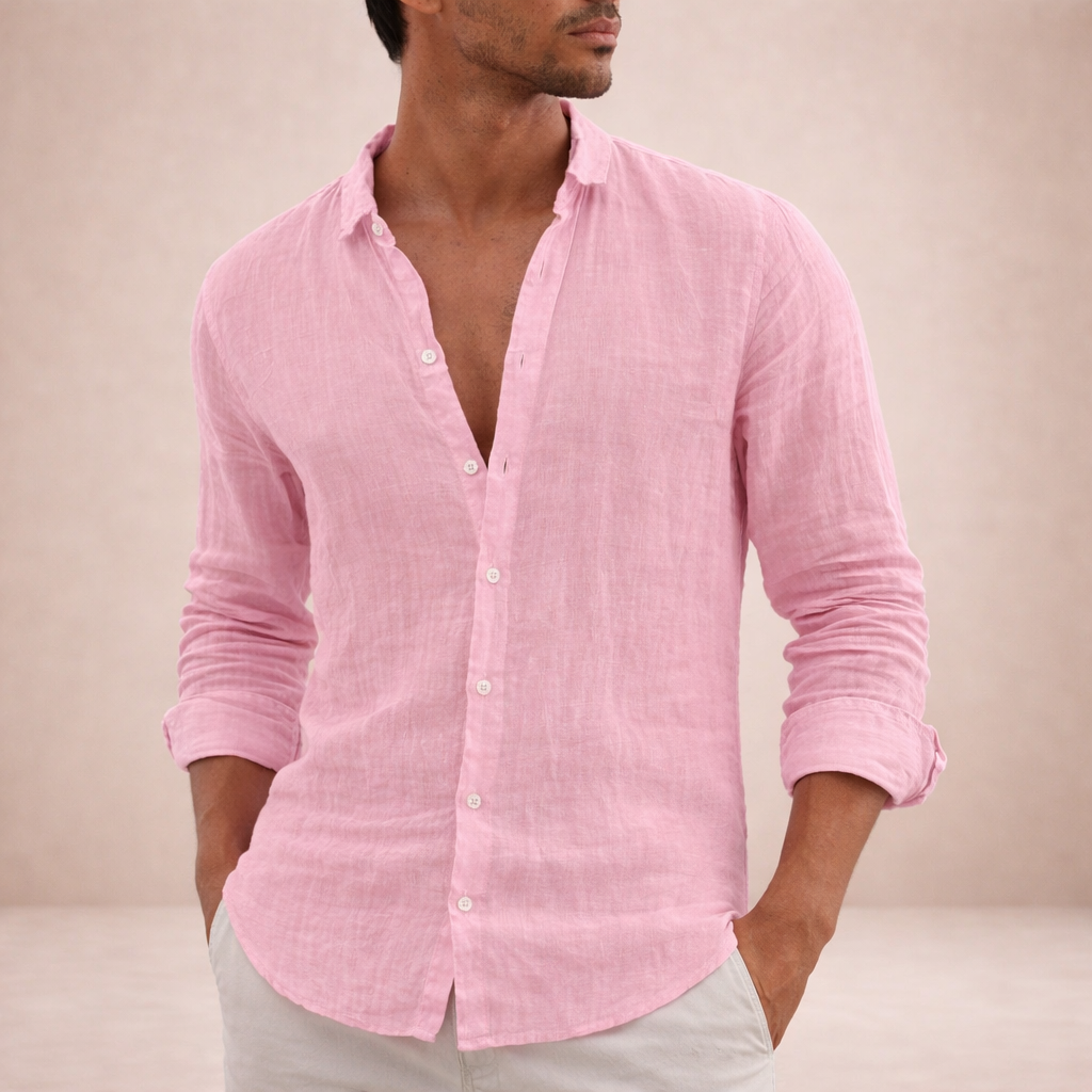 Maren | Men's Linen Shirt | Casual, Breathable | Long Sleeve, Open Collar