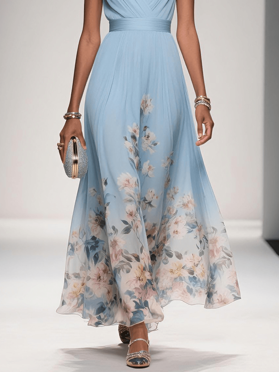 Cora | Women's Floral Print Dress | Wedding Guest, A-Line | V-Neck