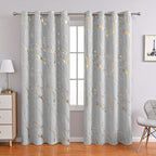 2 Piece Blackout Curtains Marble Print Ring Top