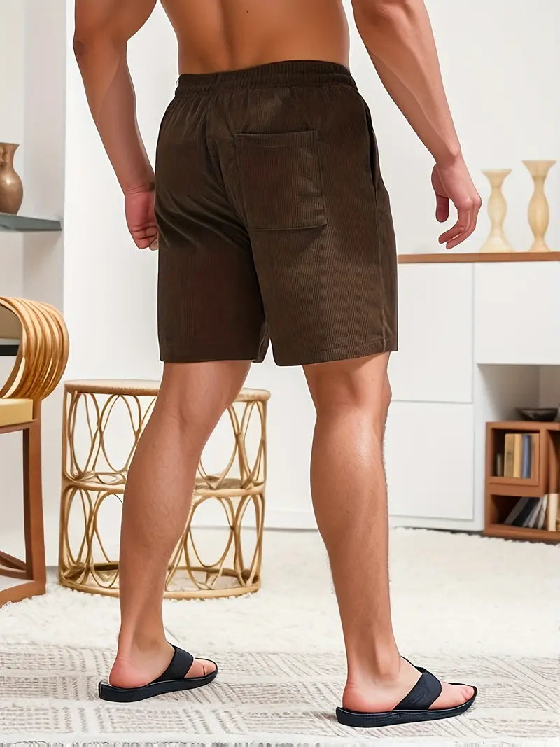 Mens Shorts Corduroy Look Lightweight Straight Fit Casual Wear