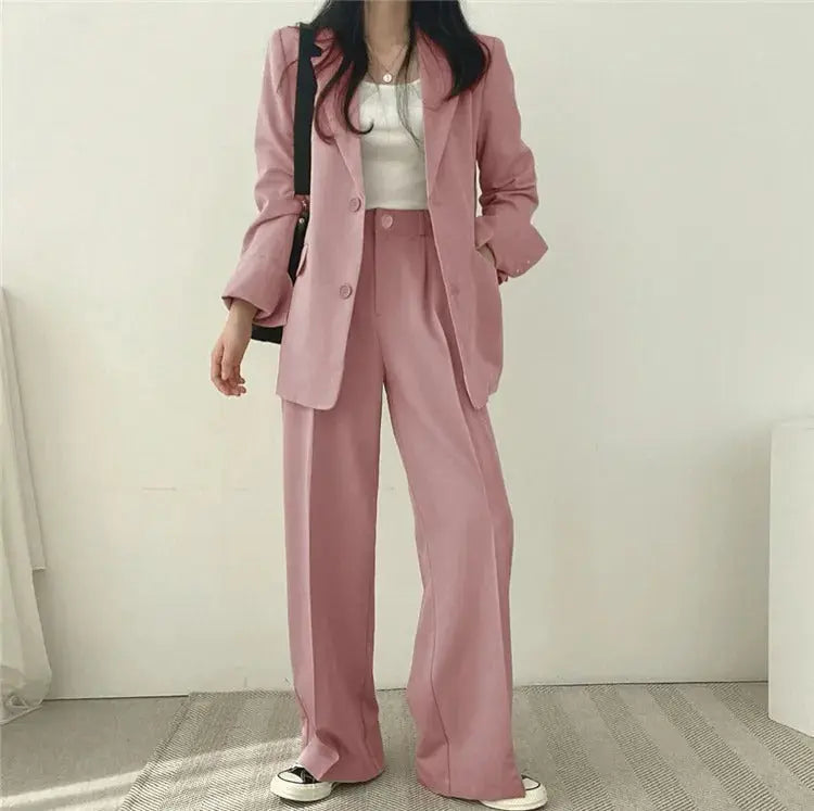 Ondine | Women's Blazer & Straight-Leg Trouser Set | Solid Color