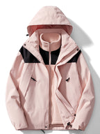 Women 3 in 1 Waterproof Windproof Jacket Removable Hood