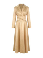 Lena | Maxi Dress | A-Line, High Waist, V-Neck, Long Sleeve | Pleated
