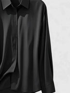 Clea | Women's Satin Blouse | Button-Up, Short Sleeve | Summer