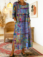 Uma | Denim Dress | Ethnic Patchwork, Loose Fit | Women's Summer