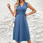 Midi Dress Women Sleeveless Lightweight Knee Length