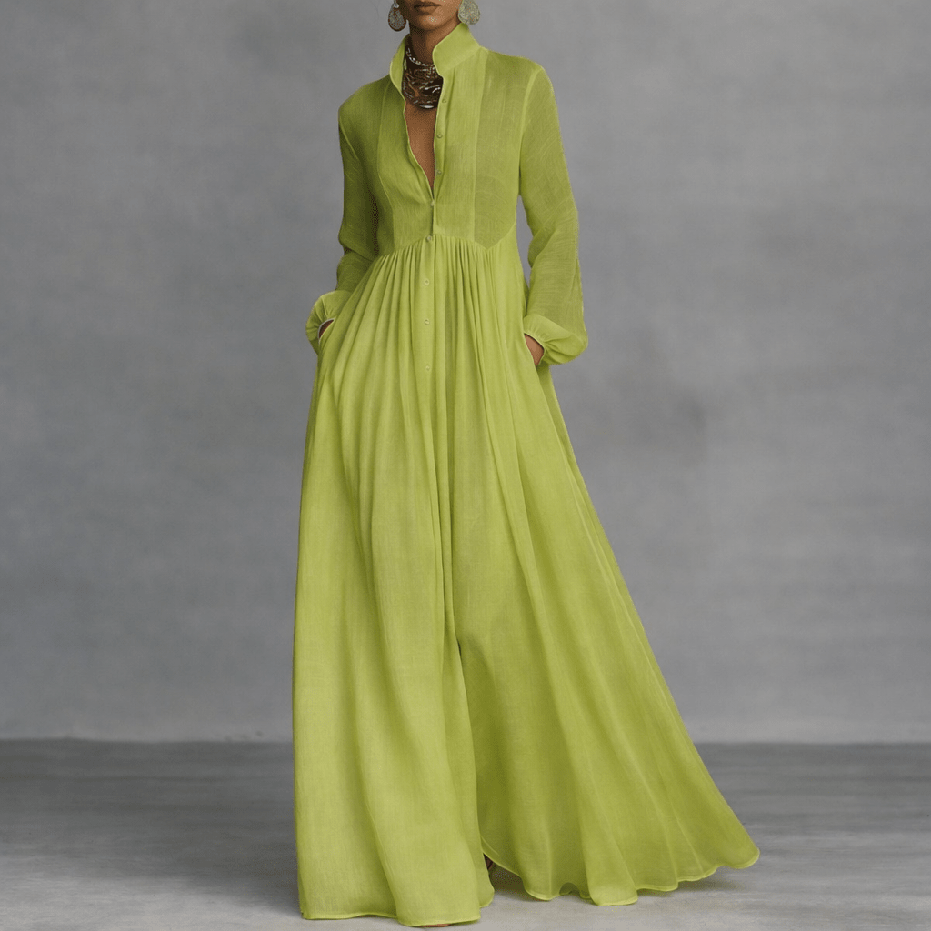 White Maxi Dress Women Long Sleeve Flowing Lightweight | Sage