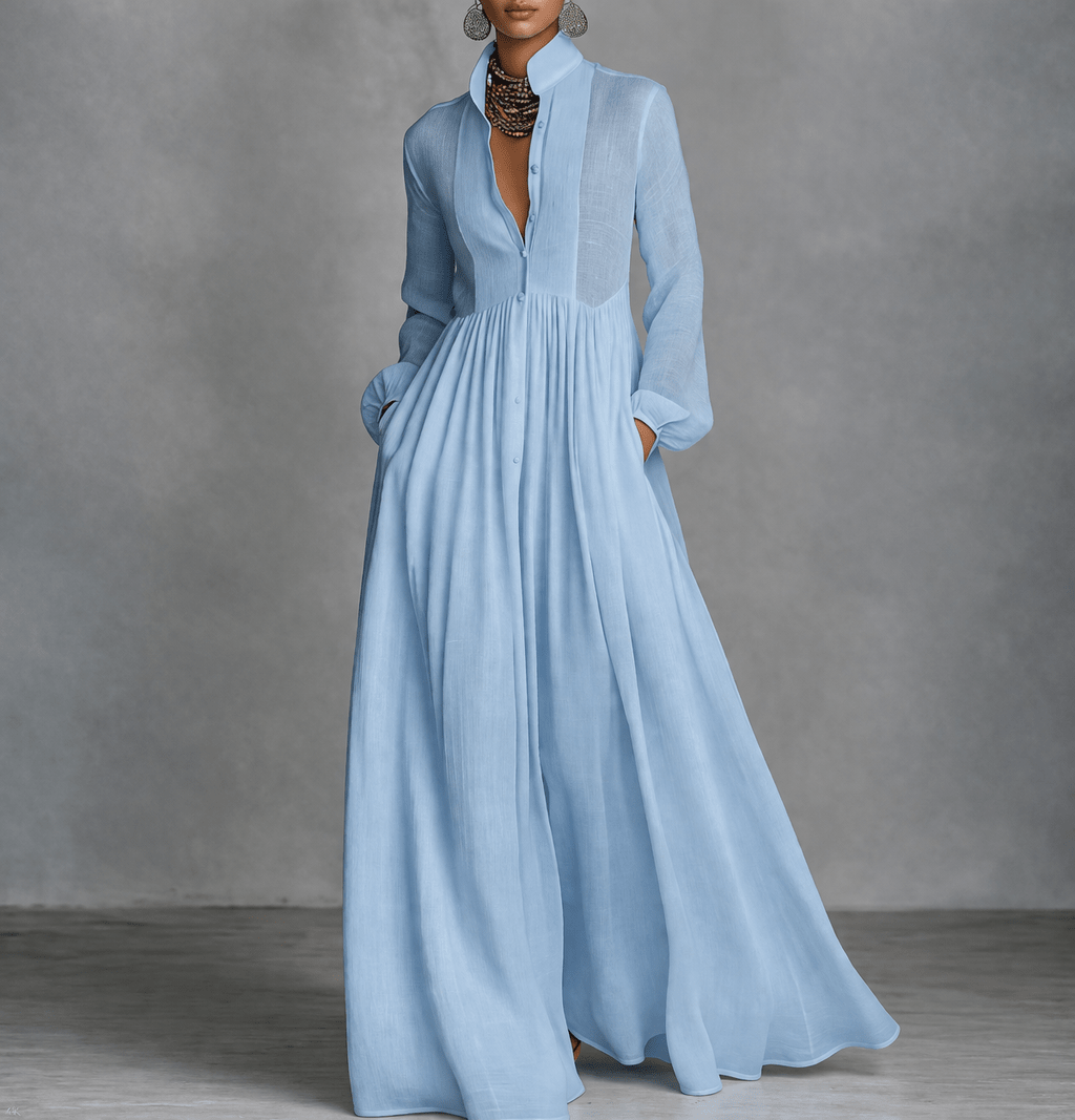 White Maxi Dress Women Long Sleeve Flowing Lightweight | Sage