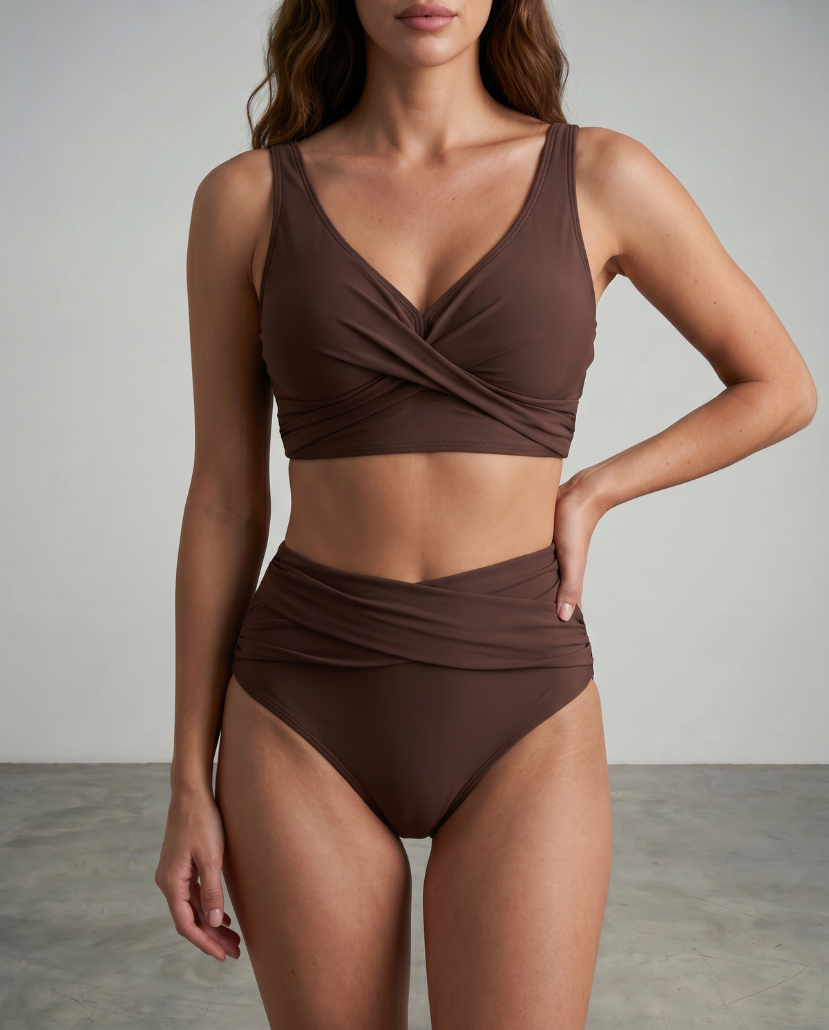 High Waist Bikini Set | Women Wrap Bikini Stretch Soft Integrated Cups