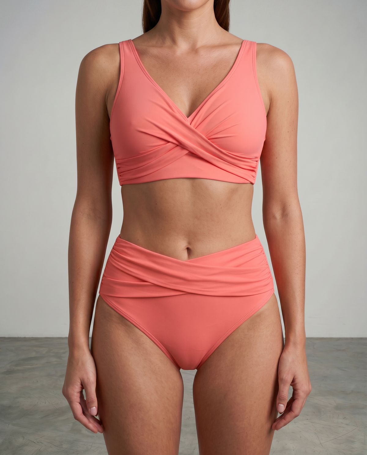 High Waist Bikini Set | Women Wrap Bikini Stretch Soft Integrated Cups