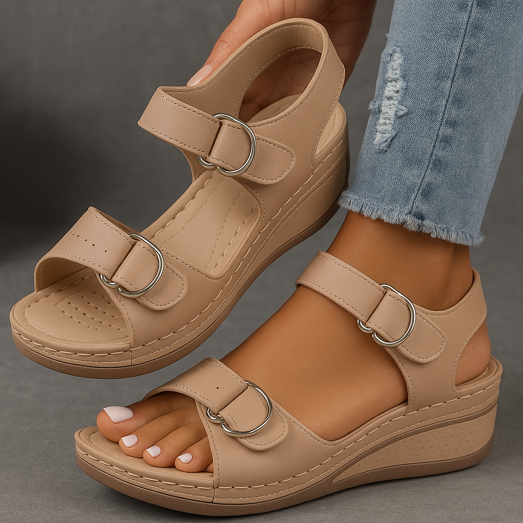 Linnea | Wedge Sandals | Orthopedic, Adjustable Strap, Contoured Footbed
