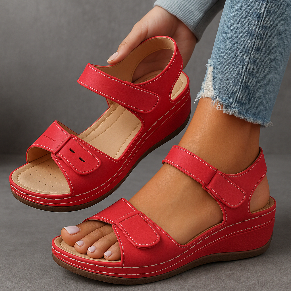 Linnea | Wedge Sandals | Orthopedic, Adjustable Strap, Contoured Footbed