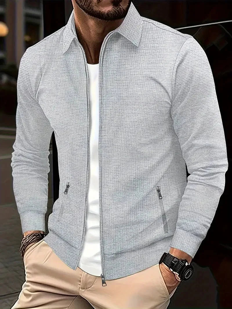 Rhea | Men's Zip-Up Cardigan | Stand Collar, Lightweight | Daily Wear