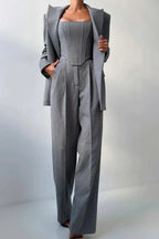 Oversized Blazer 3 Piece Set Women Wide Leg Pants Corset | Faye