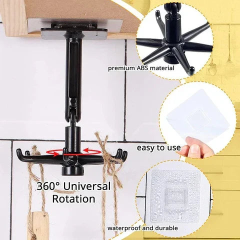 Edith | Rotating Adhesive Hook | 360° Swivel, Wall & Ceiling Mount